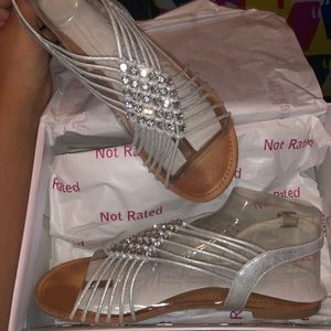 Silver sparkly flats.